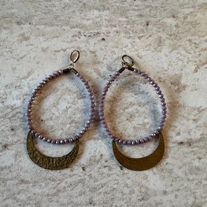 Elegant Purple and Gold Crescent Earrings